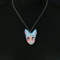 Handmade vintage bunny doll face necklace (unique) - Thumbnail 1