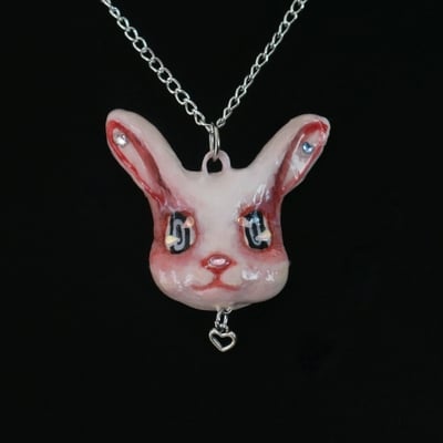 Handmade bunny pucka necklace (unique)