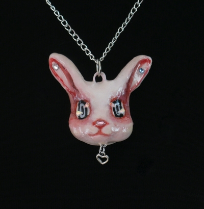 Handmade bunny pucka necklace (unique)