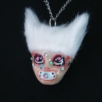 Handmade fluffly honey doll face baby necklace (unique) - Thumbnail 3