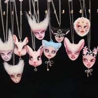 Handmade sprinkle bunny doll face necklace (unique) - Thumbnail 2