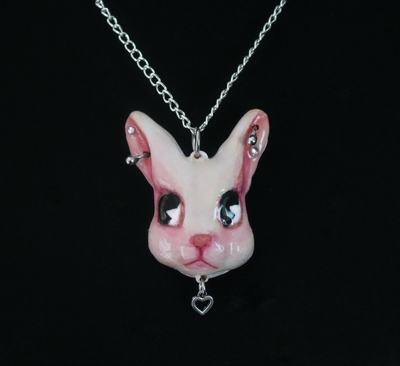 Handmade pierce bunny necklace (unique)