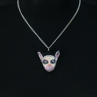 Handmade mouse doll face bedazzled necklace (unique) - Thumbnail 4