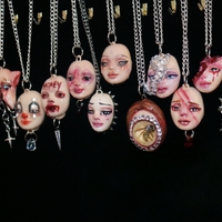 Handmade little doll face necklace - Thumbnail 1