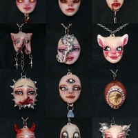 Handmade little doll face necklace - Thumbnail 5