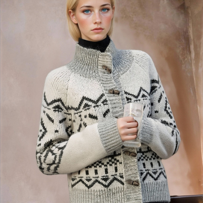 Retro lazy high-end jacquard loose pullover sweater