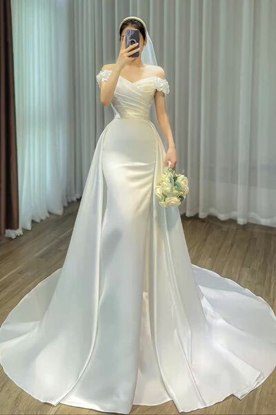 Simple Wedding Dress, Satin Bridal Dress Bridal Gown