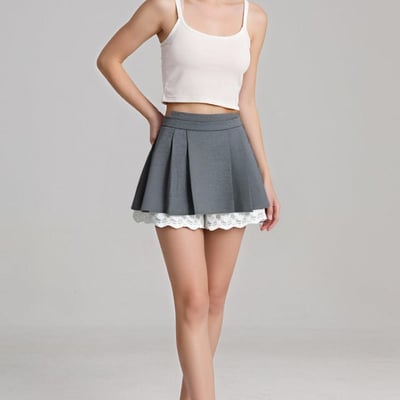 Sweet casual pleated lace safety pants skirt