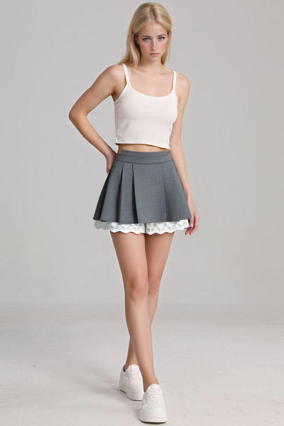 Sweet casual pleated lace safety pants skirt