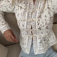 Fashion Elegant Lace Slim Design Shirt - Thumbnail 1