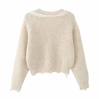 Lace Panel V-Neck Lace Pullover Knit Sweater - Thumbnail 5