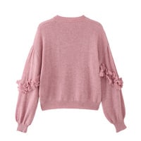 Sweet style ruffled patchwork warm long-sleeved bottoming sweater - Thumbnail 4