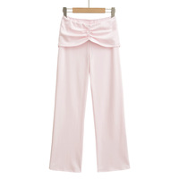 Women's casual straight-leg trousers with waistband and wrinkles - Thumbnail 2
