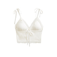 Fashionable lace cute style small camisole tube top with chest pad V-neck lace camisole - Thumbnail 1