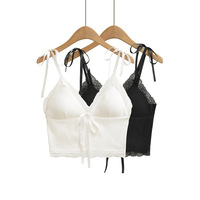 Fashionable lace cute style small camisole tube top with chest pad V-neck lace camisole - Thumbnail 5