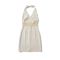 Fashionable and simple casual lace stitching sexy backless halter neck dress - Thumbnail 3