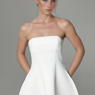 Solid color casual sleeveless backless tube top slim short dress