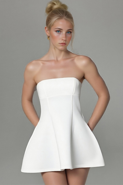 Solid color casual sleeveless backless tube top slim short dress