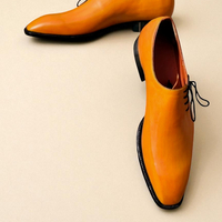 Crafted Leather Classic Men Yellow Leather Side Laces Oxford Dress Shoes - Thumbnail 1