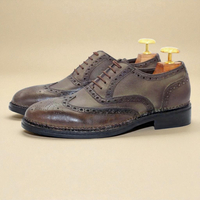Crafted Leather Classic Men Genuine Leather Wingtip Oxford Dress Shoes - Thumbnail 1