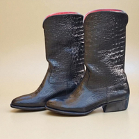Crafted Leather Classic Black Crocodile Leather Cowboy Boot - Thumbnail 1