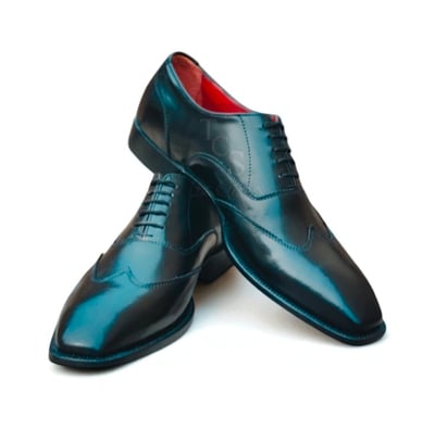 Crafted Leather Classic Men Black Leather Wingtip Oxford Dress Shoes