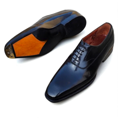 Crafted Leather Classic Black Calf Lace up Dress Shoes
