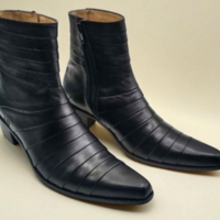 Crafted Leather Classic Black Leather Cowboy Boot - Thumbnail 2