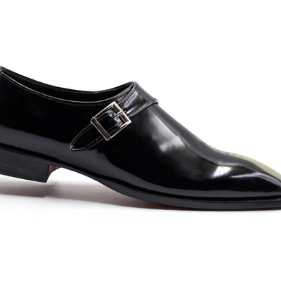Crafted leather classic black leather monk strap dress shoes - Thumbnail 2