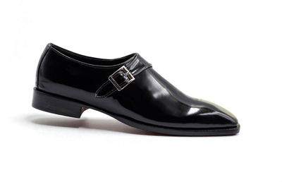 Crafted Leather Classic Black Leather Monk Strap Dress Shoes