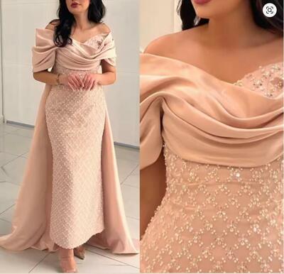Customized Elegant Ruched Off the Shoulder Sheath Prom Dresses Floor Length Sequin Short Formal Evening Gowns платье на