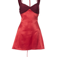 Halter neck tie backpack hip-revealing holiday dress - Thumbnail 1