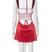 Halter neck tie backpack hip-revealing holiday dress - Thumbnail 3