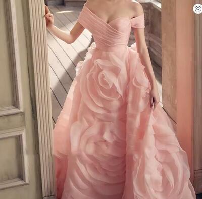 Customized High Quality Organza A-Line Flowers Evening Dress Temperament Lace Up Back Floor Length vestidos para mujer