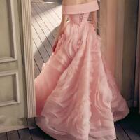 Customized High Quality Organza A-Line Flowers Evening Dress Temperament Lace Up Back Floor Length vestidos para mujer - Thumbnail 1