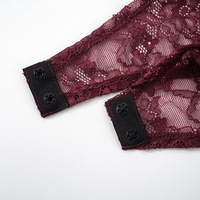 Lace-Panel Half-High Neck Slim-Fit Transparent Sexy Dress - Thumbnail 5