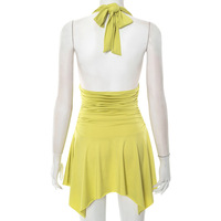 Sexy halterneck sleeveless solid color mini dress - Thumbnail 3