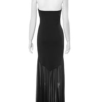 Solid color sleeveless backless slim fit hip-hugging pleated tube top dress - Thumbnail 3