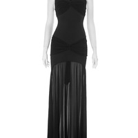 Solid color sleeveless backless slim fit hip-hugging pleated tube top dress - Thumbnail 5