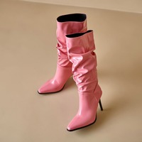 Pointed Tote Knee-high Boots - Thumbnail 3