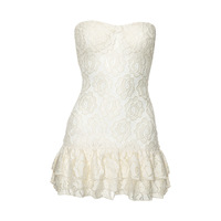 Solid color tube top lace see-through high waist dress - Thumbnail 1