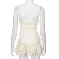 Solid color tube top lace see-through high waist dress - Thumbnail 3