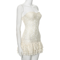Solid color tube top lace see-through high waist dress - Thumbnail 4
