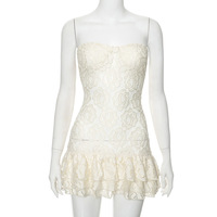 Solid color tube top lace see-through high waist dress - Thumbnail 6