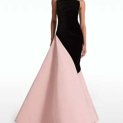 Customized temperament evening dress delicate floor length strapless sleeveless vestidos