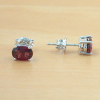 BOXED GIFT/Garnet Stud Earrings/Sterling Silver Garnet Earrings/Silver Garnet Stud Earrings/Garnet Jewellery/Garnet Jewelry/UK - Thumbnail 1