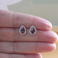 BOXED GIFT/Sterling Silver Garnet & Cz Stud Earrings/Sterling Silver Garnet Earrings UK/Garnet Earrings/Garnet Jewellery/Garnet Jewelry/UK - Thumbnail 3