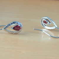 BOXED GIFT/Sterling Silver Garnet Hook Earrings/Garnet Earrings/Garnet Jewellery/Garnet Jewelry/UK - Thumbnail 2