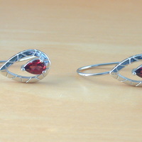 BOXED GIFT/Sterling Silver Garnet Hook Earrings/Garnet Earrings/Garnet Jewellery/Garnet Jewelry/UK - Thumbnail 3