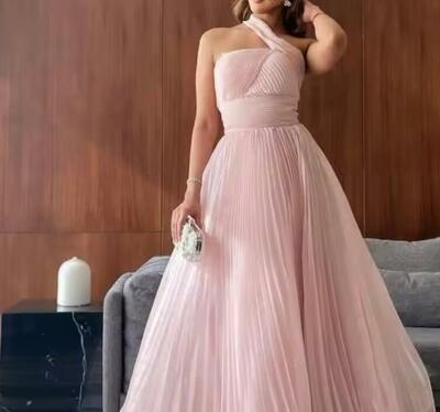 Customized Fashion Organza A-Line One Shoulder Evening Dress Temperament Floor Length Strapless vestidos 
